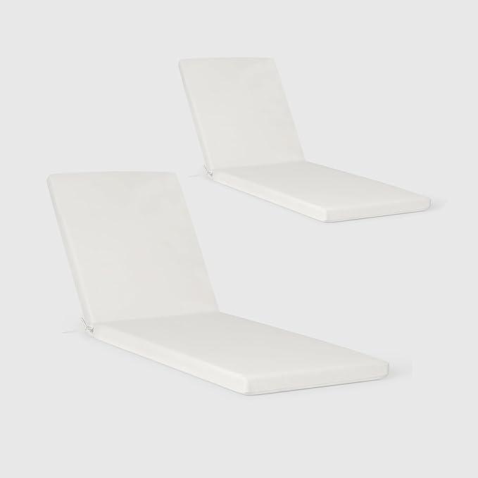 FAPOLITE Outdoor Chaise Lounge Set of 4 (4 White Recliner Cushion) (Cushions ONLY)