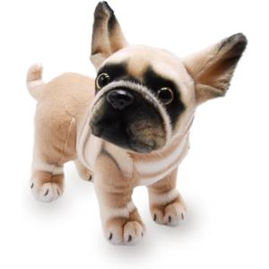 BABOLI Lifelike Frenchie Dog Stuffed Animal Super Realistic Plush French Bulldog Doll Puppy Plushies Toy Funny Gifts for Kids Present or Stuff Collection 9 Inches