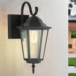 hykolity Extra Large 22 Inch Outdoor Wall Lantern, Waterproof Exterior Wall Sconce Light Fixture, Anti-Rust Wall Mount Light with Clear Glass Shade,Wall Lamp with E26 Socket for Porch, Front Door