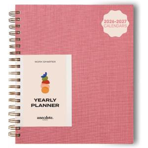 Anecdote Spiral Planner w/2026-2027 Calendar (8.5" x 10") | Start Anytime - 52 Weeks, Undated Planner Pages | To-Do List Organizer, Plan Your Success, Achieve Productivity Goals (Blossom)