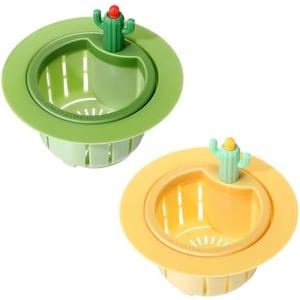 Honeydak 2 Pcs Cactus Sink Drain Strainer Automatic Pressing Dumping Sink Filter Basket Kitchen Waste Collector Filter Plastic Multi-Functional Lifting Catcher Stopper Net Kitchen Accessories for Home