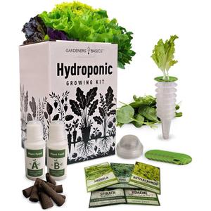 Lettuce Pods Beginner Indoor Garden - Includes Romaine, Buttercrunch Lettuces, Spinach, Arugula, and Kale Heirloom Seeds, Sponges and More! - Complete Hydroponic Garden Salad Kit