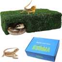 Mossy Cave Hide for Reptiles, Lizard Moss Hideout with Safe Shelter, Snake Cave Hut for Themed Terrarium Ideal for Gecko Hamster Snake to Rest & Hide