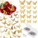 408 Flower Bouquet Pins Accessories, 288 Pcs Bouquet Pin and 120 Pcs 3D Gold Butterfly Decorations for Floral Arrangements Wedding Birthday Party Decorations Baby Shower, 3.1", "3.9", "4.9 inches