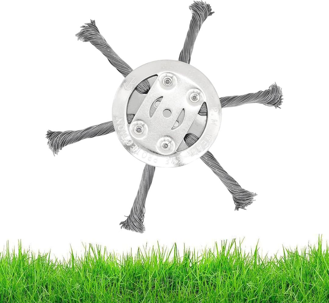 6-inch Wire Weeding Brush Trimming Head, a New Type of Wire Mowing Head Compatible with Battery Powered Cordless Rope Trimmer with 6-plade Rope Trimmer Replacement Head (1, 6 Blades)