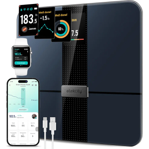 Etekcity FSA&HSA Eligible Smart Scale for Body Weight Fat, Digital Weighing Machine for Accurate BMI Muscle Mass Composition, Apple Health Compatible Fitness Equipment,TFT,‎Tempered Glass,Black
