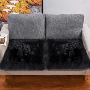 Faux Fur Sheepskin Square Chair Cover Seat Cushion Pad, Luxurious Wool Area Rugs Fluffy Floor Mat for Living Sofa, Photographing Background Office Home Decor Carpet