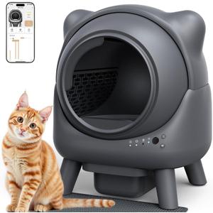 Self Cleaning Litter Box, Automatic Litter Box, FEELNEEDY Odor Control Robot, Cat Ears Design, 65L APP Real-Time Monitor, Cat Litter-Boxs for Multiple Cats, Safety Sensors, with 1 Trash Bag