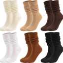 6 Pairs Slouch Long Scrunch Knee High Boot Socks - Knit Stacked for Women (One Size, Multicolor)