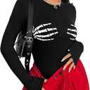 REORIA Skeleton Skull Print Long Sleeve, M