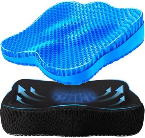 Tsmertor Gel Seat Cushion, Thicken Big Office Chair Cushion Chair Seat Pads for Long Sitting, Sciatica & Hip Pain Relief, Egg Seat Cushion for Wheelchair Car Office Home Travel Outdoor