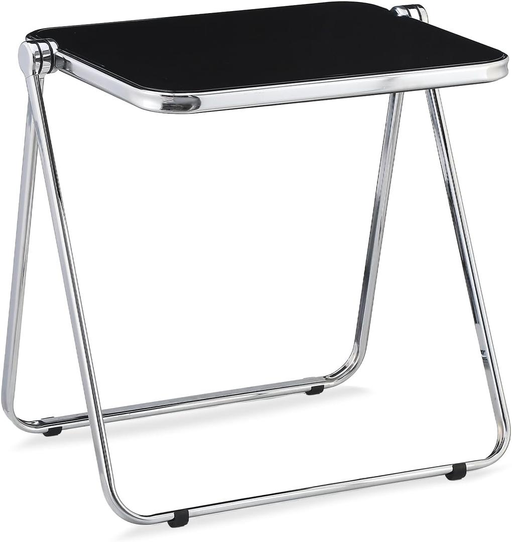 KAIHAOWIN Folding TV Tray Table Acrylic Foldable Table No Assembly Required Tiny Desk for Home Office Side Table Small Computer Desk for Small Spaces (Black), 19.7" x 28.3" x 27.6"