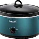 Crock-Pot 7-Quart Manual Slow Cooker, Family Size Serves 8+ People & Fits 6-lb Roast, Removable Stoneware with Warming Setting, Dishwasher Safe for Easy Cleanup, Turquoise