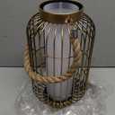 pearlstar Large Solar Powered Lantern Outdoor-Heavy Duty Metal Hanging Lights Decorative Solar Table Lamp Waterproof for Outside Patio Yard Garden Porch Tabletop Decor (Copper)