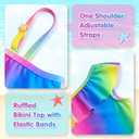 Girls Tankini Swimsuit Two Piece Bathing Suit Colorful Toddler Kids Ruffle Swimwear Adjustable Strap Summer Beach