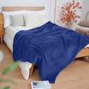 Sherpa Throw Blanket for Couch Soft Warm Thick Blanket Cozy and Warm for All Seasons Throw Blankets for Bed Sofa Throw Size 90"x90", Navy