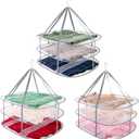 3Pack Sweater Drying Rack Flat Mesh Foldable, 3 Tier Folding Clothes Mesh Dryer Flat with Fixing Band, Large Hanging Collapsible Drying Racks for Laundry Indoor T-Shirt Swimsuit Sweater Underwear