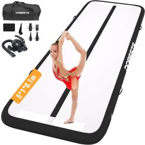 DOBESTS Gymnastics Mat Inflatable Tumble Track Tumbling Mat 6.6ft/10ft/13ft/16ft/20ft,for Home Use Training Yoga Cheerleading with Air Pump