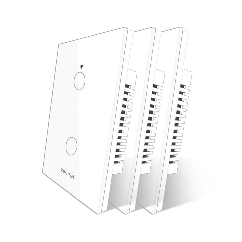 Matter Smart Touch WiFi Light Switch, Glass Panel, Neutral Wire Required, 2.4GHz, Works with Apple HomeKit, Alexa, Google Home, SmartThings, Remote & Voice Control, Timer/Schedule, 2Gang - 3Pack
