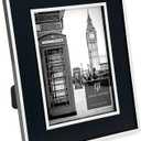 Isaac Jacobs 5x7 Black w/White (Vertical & Horizontal) Double Border Picture Frame w/Black Fabric Easel, Wall-Mountable, Made for Tabletop & Gallery, Home or Office (5x7, Black W/White)