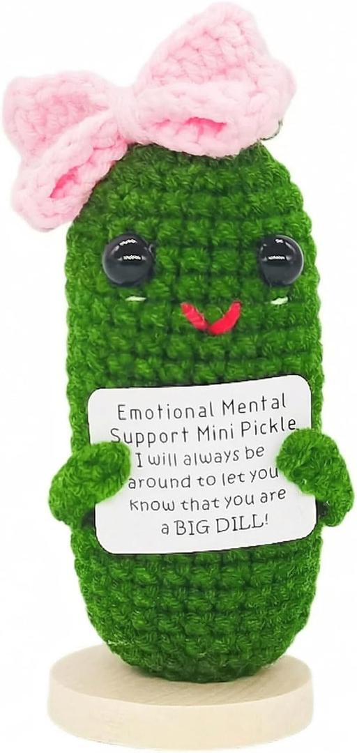 2 x Mother's Day Decoration Gifts Emotional Encouraging Support Positive Pickle Knitted Crochet Handmade Easter Stuff Essential Wife Girlfriend Colleague Teen Girl Gift Trendy Stuff