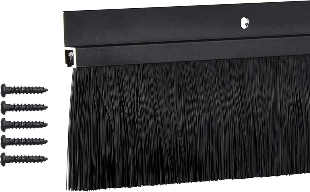 TMH Door Sweep Brush - 2 Inch Brush Door Draft Stopper, Black Door Sweep, Weather Stripping Door Seal - 60 Inches Long