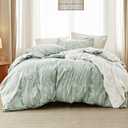 Bedsure Queen Comforter Set - Sage Green Bed Set, 3 Pieces Cute Floral Bedding, 1 Soft Reversible Botanical Flowers Comforter and 2 Pillow Shams