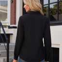 Womens Button Down Dress Shirts Long Sleeve Button Up Collared Blouses Fitted Wrinkle Free Work Office Top Black XX-Large (Black, XXL)