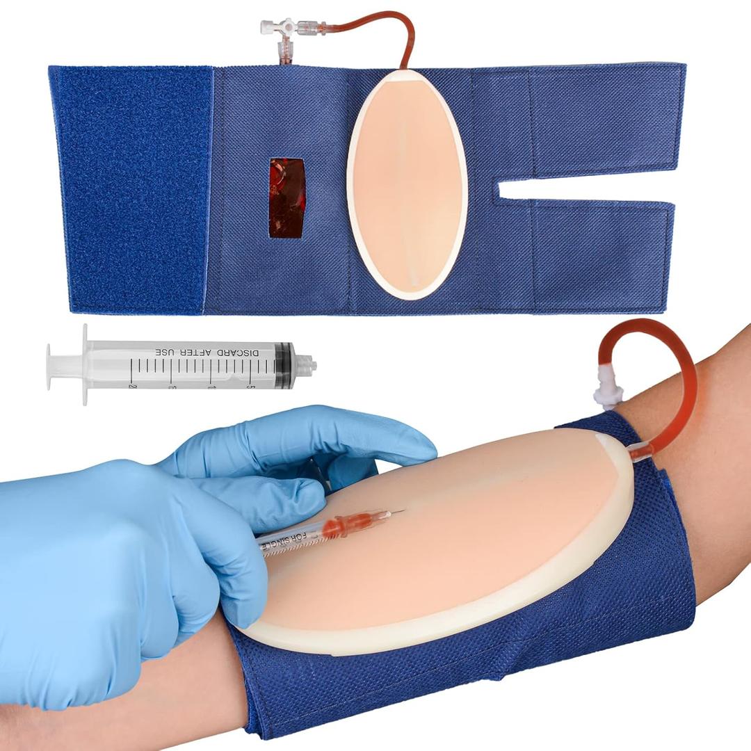 Medarchitect IV Practice Kit for Injection Training, Wearable Injection Practice Kit for Venipuncture Practice, IV Injection/Insertion Practice Pad for Medical Education (White)