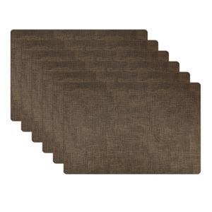 WAZAIGUR Waterproof Easy to Clean Non-Slip Heat Resistant Thick Faux Leather Placemats for Dining Table Set of 6, Brown 17x12 inch 