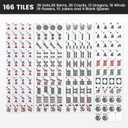 American Mahjong Tile Set,166 White Tiles Mahjong Set,4 Colors Mahjong Racks,Travel Mahjong Set with Black Carrying Bag, 1.2" X 0.9" X 0.5"
