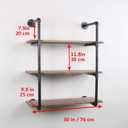 MBQQ Industrial Pipe Shelving Wall Mounted,30in Rustic Metal Floating Shelves,Steampunk Real Wood Book Shelves,Wall Shelf Unit Bookshelf Hanging Wall Shelves,Farmhouse Kitchen Bar Shelving(3 Tier)