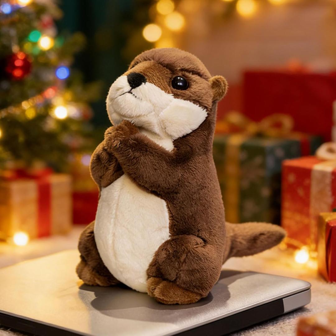 Cute Weighted Otter Stuffed Animal, 7.5" Adorable River Otter Plush Standing Prayer Toy Fluffy Soft Kawaii Plushy Home Decor Birthday Gift for Boys Girls Kids Teens Adults (Brown, 19cm)