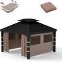 10x12 Gazebo Sidewall Curtains, 4-Panel Waterproof Mesh Window