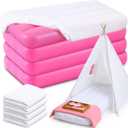 Windyun 4 Sets Kids Air Mattress Bulk with Fitted Sheet,Toddler Inflatable Bed 63 x 27 x 8 Inches Blow up Airbed Camping Sleeping Pad for Aged 3-10 Years Old Birthdays Slumber Sleepover Party (White)