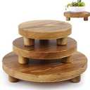 Wooden Plant Stands,Wood Risers Indoor Outdoor for Decor,Wooden Stool Display Stand for Home Table Bathroom Kitchen,Round Brown,3PCS