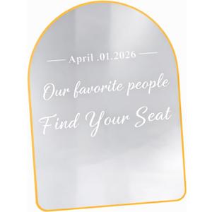 Colingmill 24 x 18 Inch DIY Wedding Seating Chart Mirror with Mirror Decal Sticker Wedding Reception Display Chart Board Our Favorite People Find Your Seat Date Signs for Marriage Decor(Gold)