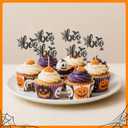 2 x GYGYL 24 PCS Halloween Cupcake Toppers, Glitter Boo Spider Web Bat Cupcake Picks for Halloween Theme Birthday Party Supplies (Boo)