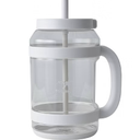 REDUCE WaterDay 80 oz Water Jug with Time/Ounce Markings - Spill-Proof Straw, Durable Tritan - Big Water Bottle for Daily Hydration - Dishwasher Safe, Clear & Easy to Clean, White
