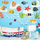 Nezyo 200 Pcs Tropical Fish Cutouts Sea Life Cut Outs Ocean Animal Accents Fish Cut-Outs Paper Colorful Under the Sea Party Classroom Bulletin Board Decorations with 400 Glue Points