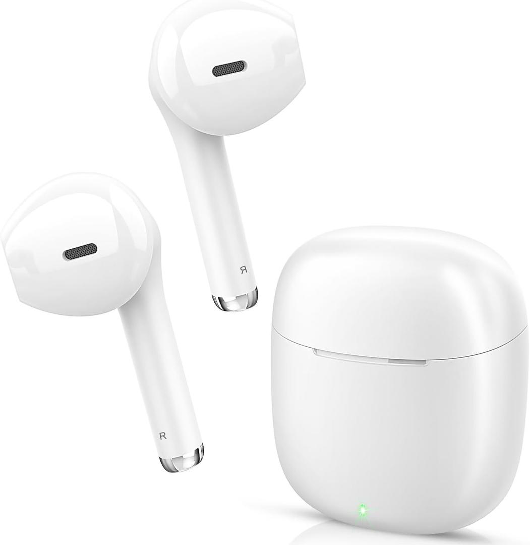 yobola Wireless Earbuds, Bluetooh Earbuds, Deep Bass Light Weight Mini Wireless Headphones for Running/Fitness, 25Hrs Playtime, Built-in Microphone, Touch Control, IPX5 Waterproof (M, White)