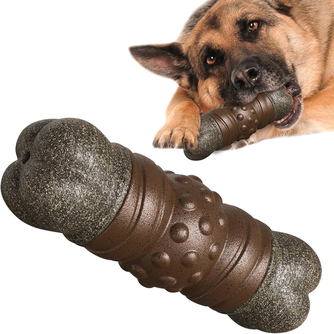 Large Size Indestructible Dog Chew Toy & Squeaky Toys for Medium/Large Aggressive Chewers Breed Dogs Durable Squeak Bone Teething Crate Christmas & New Year Gift