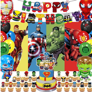 xisudwwdj 55 Pcs Hero Party Decorations,Birthday Decorations Include Banners,Cake Topper,Cupcake Topper,Latex Balloon,Shaped Aluminum Balloon,Backdrop Super Movie Theme Party