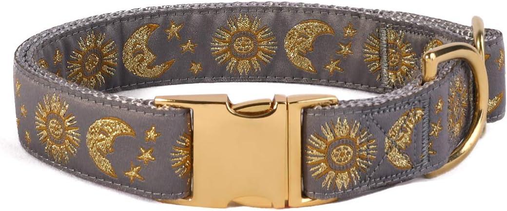 Pet, Moons Stars Suns Dog Collar Cat Collar, Multiple Designs Crescent Celestial Dog Cat Collar Leash Harness Medium (Pack of 1)