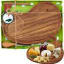 Ziliny Golf Cheese Board Gift Set Golf Party Favor Prizes Charcuterie Wood Board with Knives and Box Father Day Gift for Dad Grandpa Party Tournament Game(Acacia Color,9.84 x 7.68 x 0.39 ")