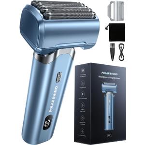 Foil Shaver for Men with 5-Blade Folating Head, Dynamic Power Electric Razor for Men, Wet/Dry Waterproof, USB-C Charging, LED Battery Indicator & Travel Lock (Blue)