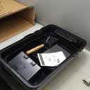 Aphyxen Stainless Steel Litter Box with Lid, XL Extra Large Enclosed Cat Litter Box Fits All Cats Modular Design with Flip Cover, Top Entry Metal High Sided Cat Box & Pedal & Scoop (Black)