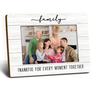 Family 4x6 Picture Frame, Families Wooden Picture Frame, Unique Gifts for Families, Family Thankful for Ever Moment Together Decorative Photo Frames for Table Desk Decor