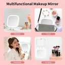 DESCHEN Travel Makeup Mirror with Lights, Rechargeable 1X/10X Magnifying Vanity Mirror, Portable Lighted Makeup Mirror with Magnification & 3 Color Light, Dimmable Touch Screen, Folding LED Mirror 7"