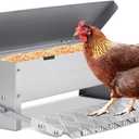 Automatic Chicken Feeder Treadle Large Poultry Feeders No Waste Stainless Steel Rat Proof Chicken Feeder Trough with Weatherproof Lid Treadle Chicken Feeder Self-Opening for Duck Fowl